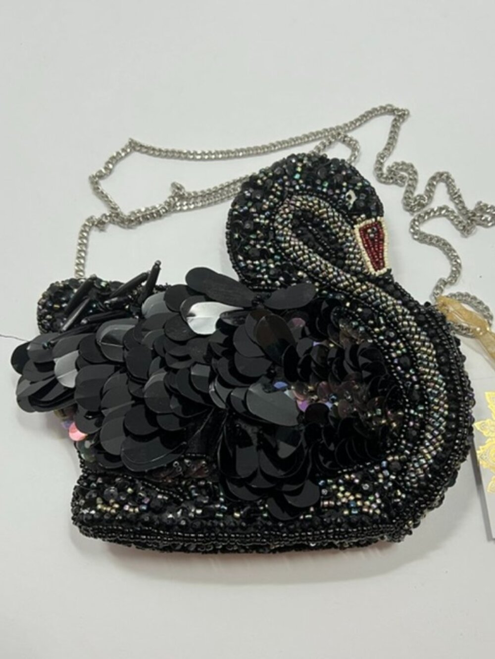Beaded Black Swan Crossbody Bag From India To You NWT